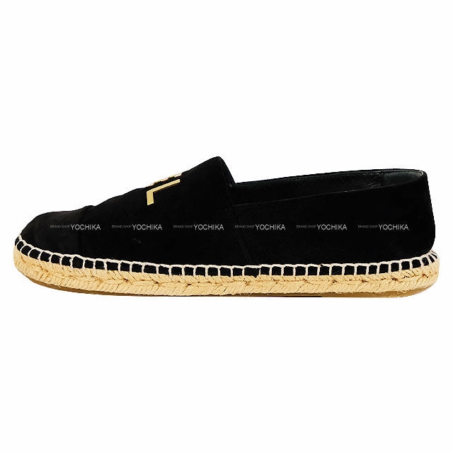 [Pre-loved] CHANEL Flat Espadrille Logo Noir (Black) Suede #37 Gold HW G34012[LIKE NEW][Authentic] Vince Camuto Felyn Espadrille Wedge