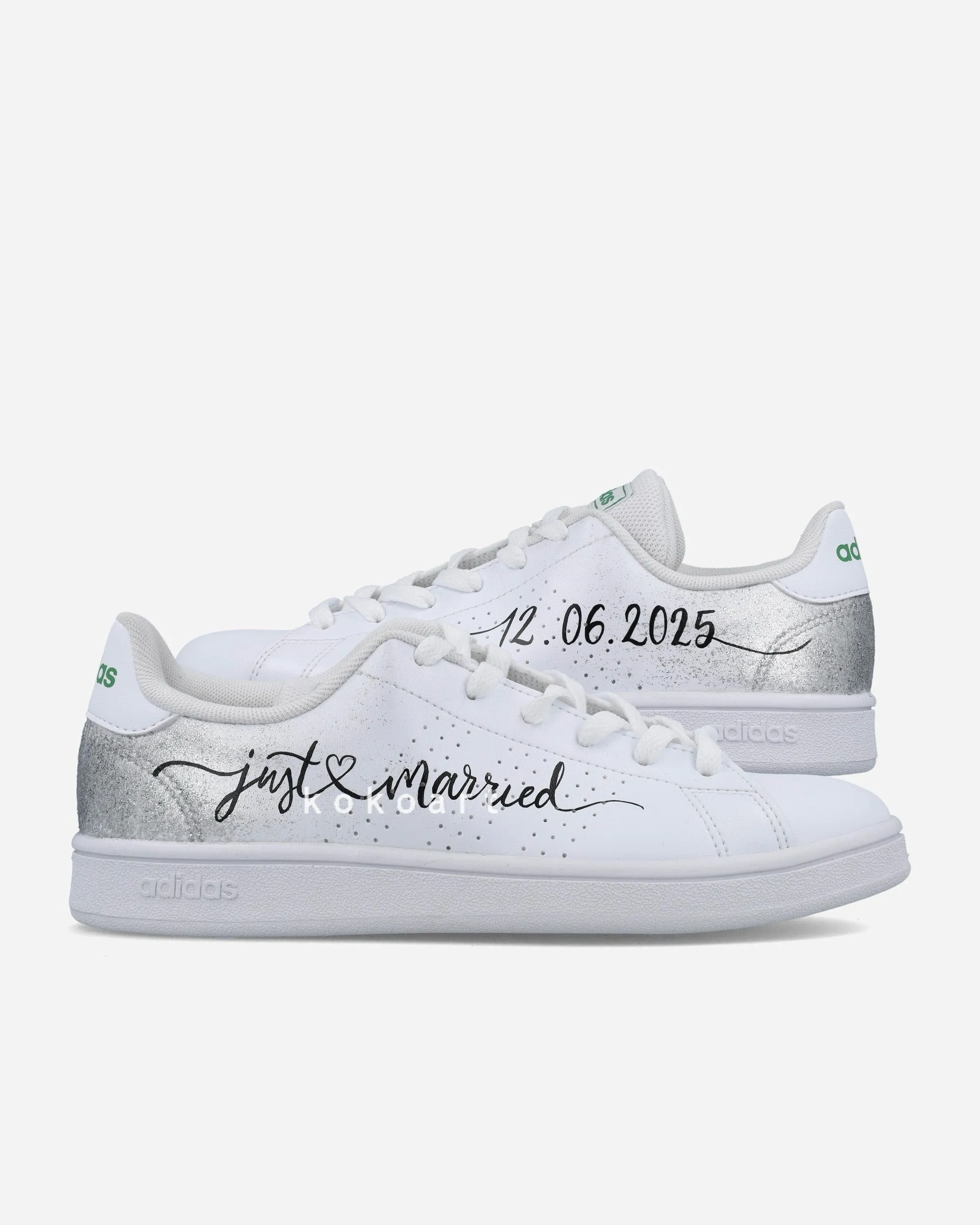 Adidas Titan Shoes Adidas Advantage Hand Painted Just Married Silver