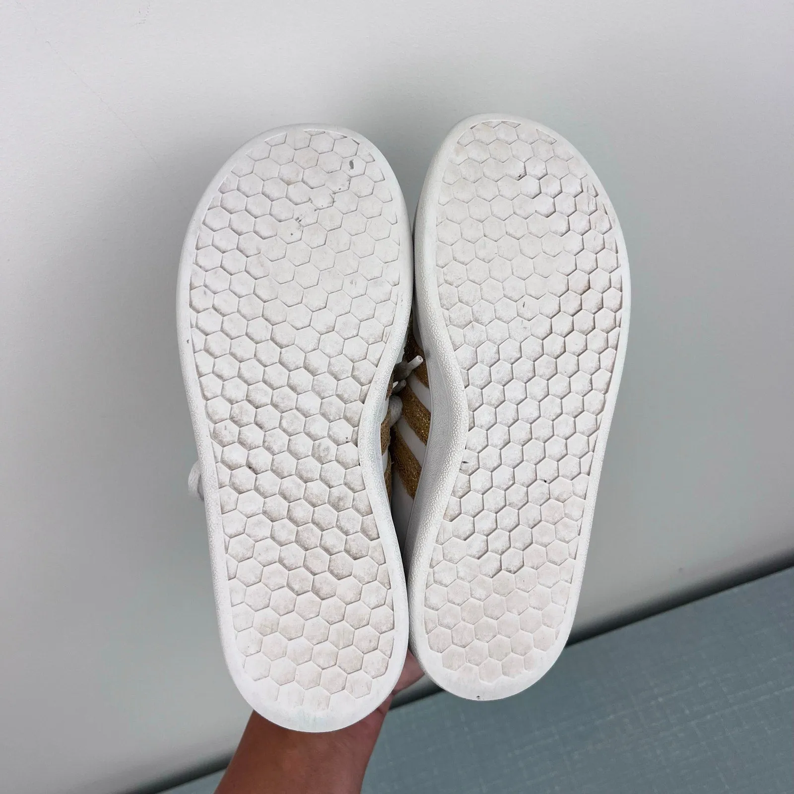 Shoes Adidas Adidas Girls Grand Court Sneakers White Gold 1