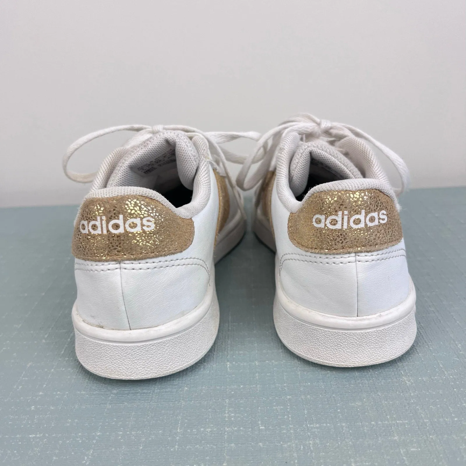 Adidas Girls Grand Court Sneakers White Gold 1 Adidas Tyshawn Shoe