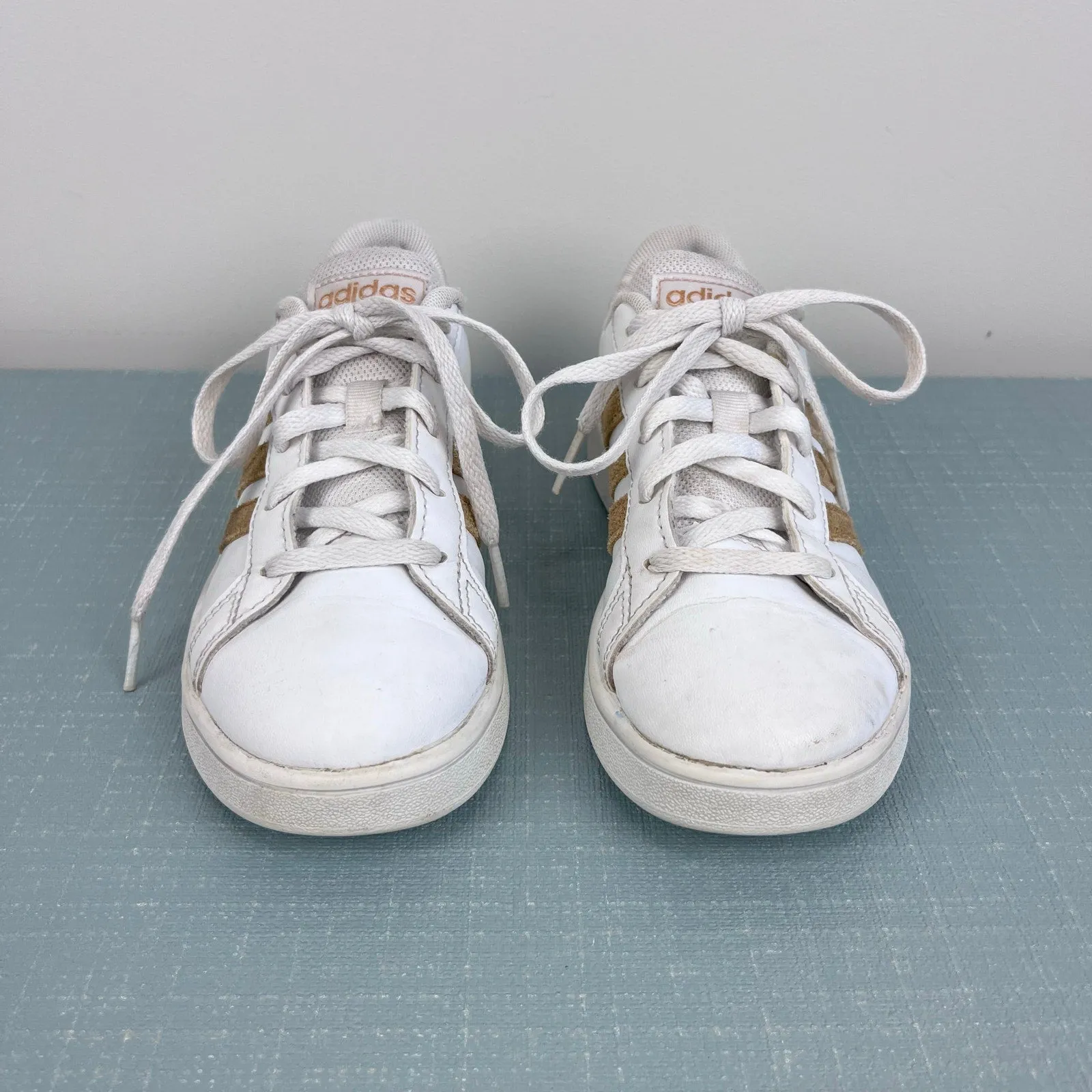 Leather Shoes Adidas Adidas Girls Grand Court Sneakers White Gold 1