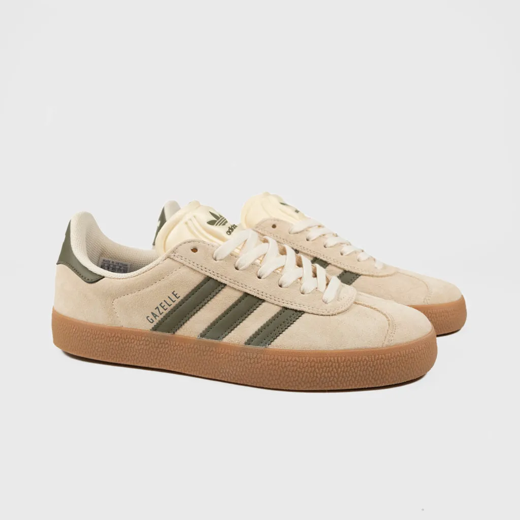 Adidas Tracy Mcgrady Shoes Adidas Skateboarding - Gazelle ADV Shoes - Ecru Tint / Focus Olive / Gum