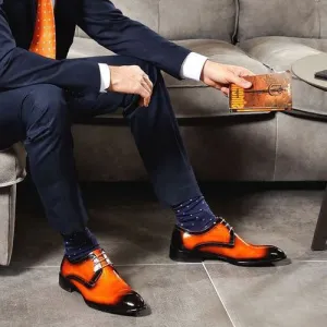 Tailor Made Handmade Bespoke Tan & Black Leather Formal Dress Men's Shoes Dry Shod Boots