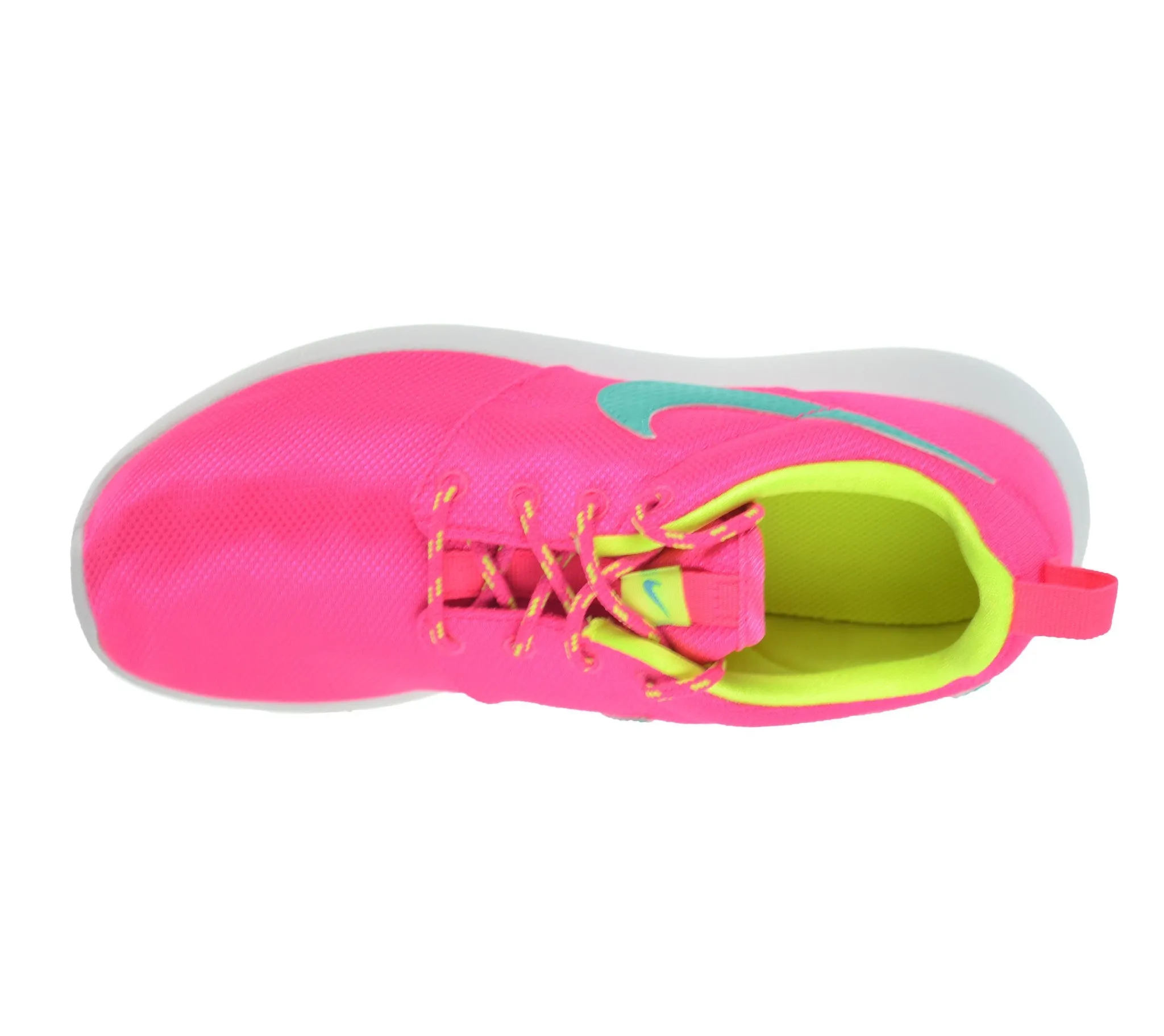 Nike Rosherun Big Kids Shoes Hyper Pink/Jade-Volt-White/Blue Plush Cushioned Running Shoes