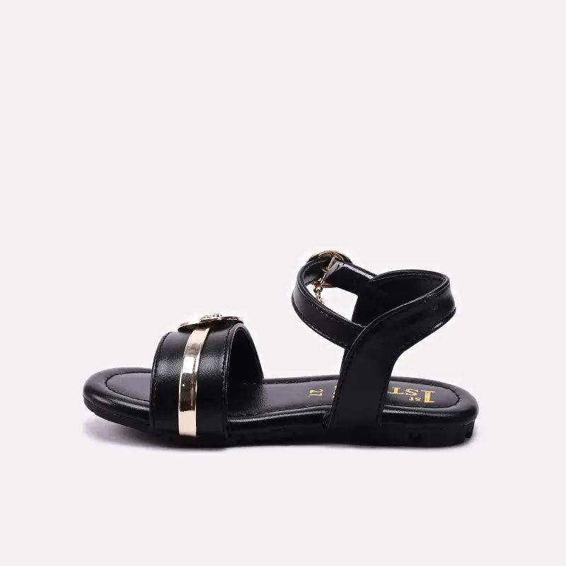 Comfortable Leather Flat Shoes Black Casual Sandal 0720812