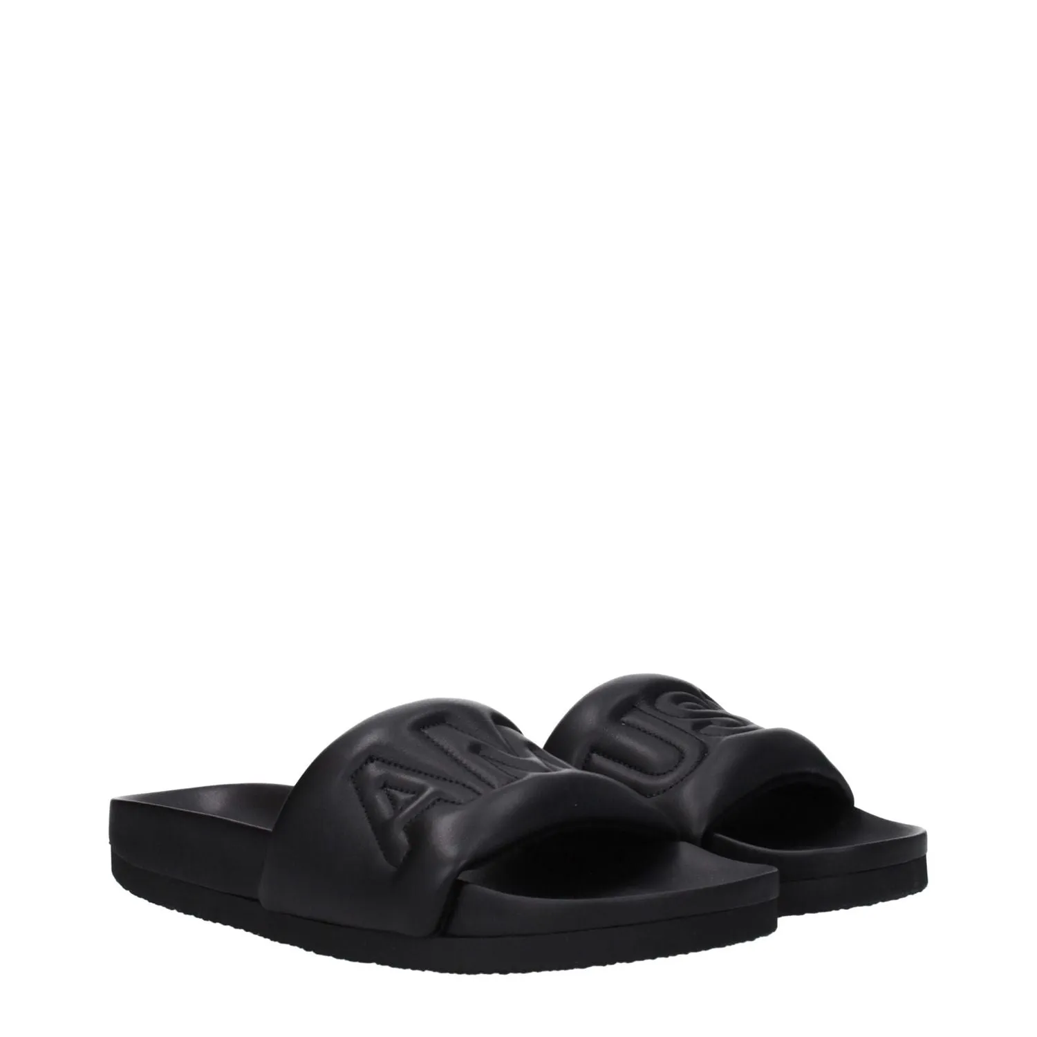 Ambush Black Leather Slippers Sandals Platform Slides