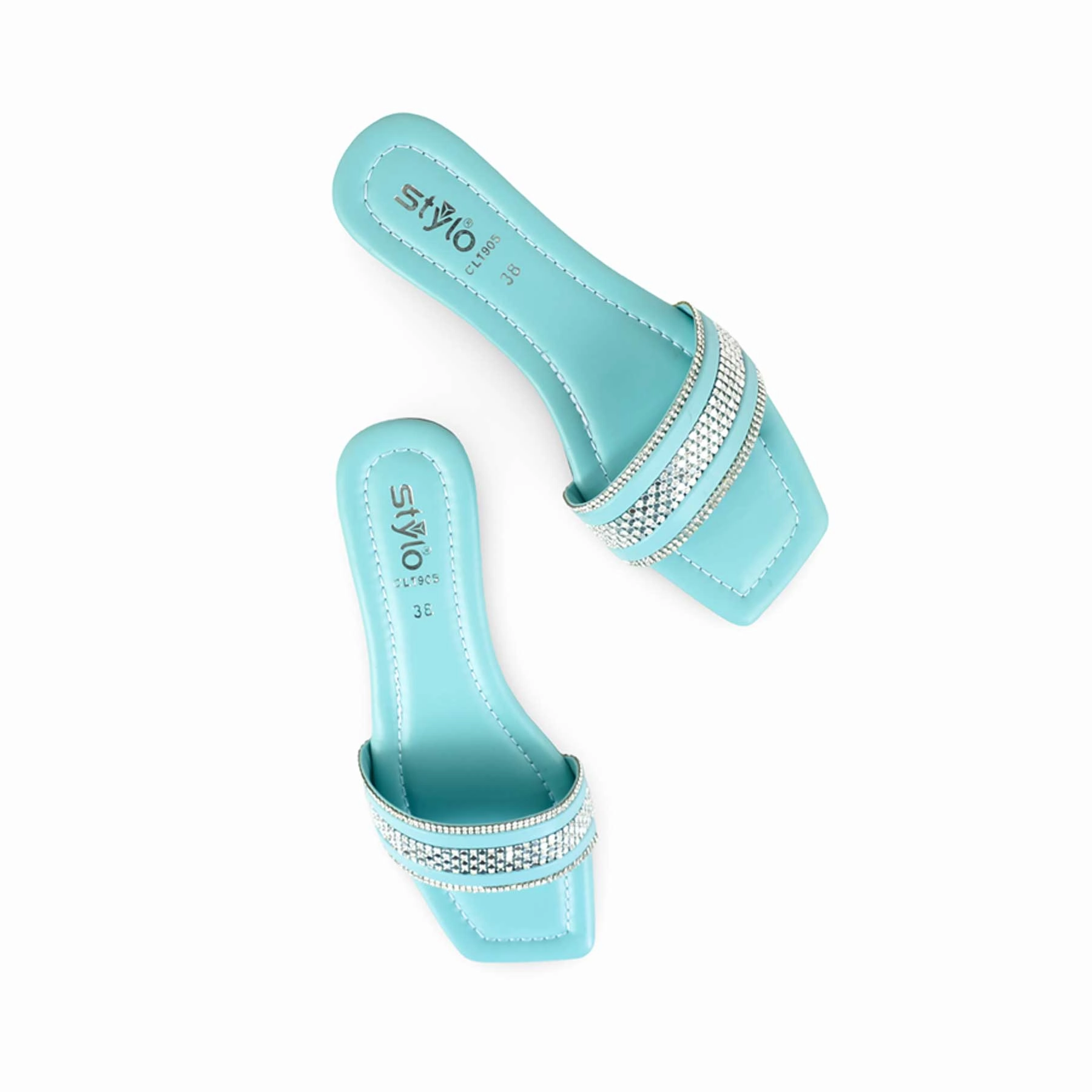 Aqua Green Casual Slipper For Women CL1905 Suits With Casual Shoes