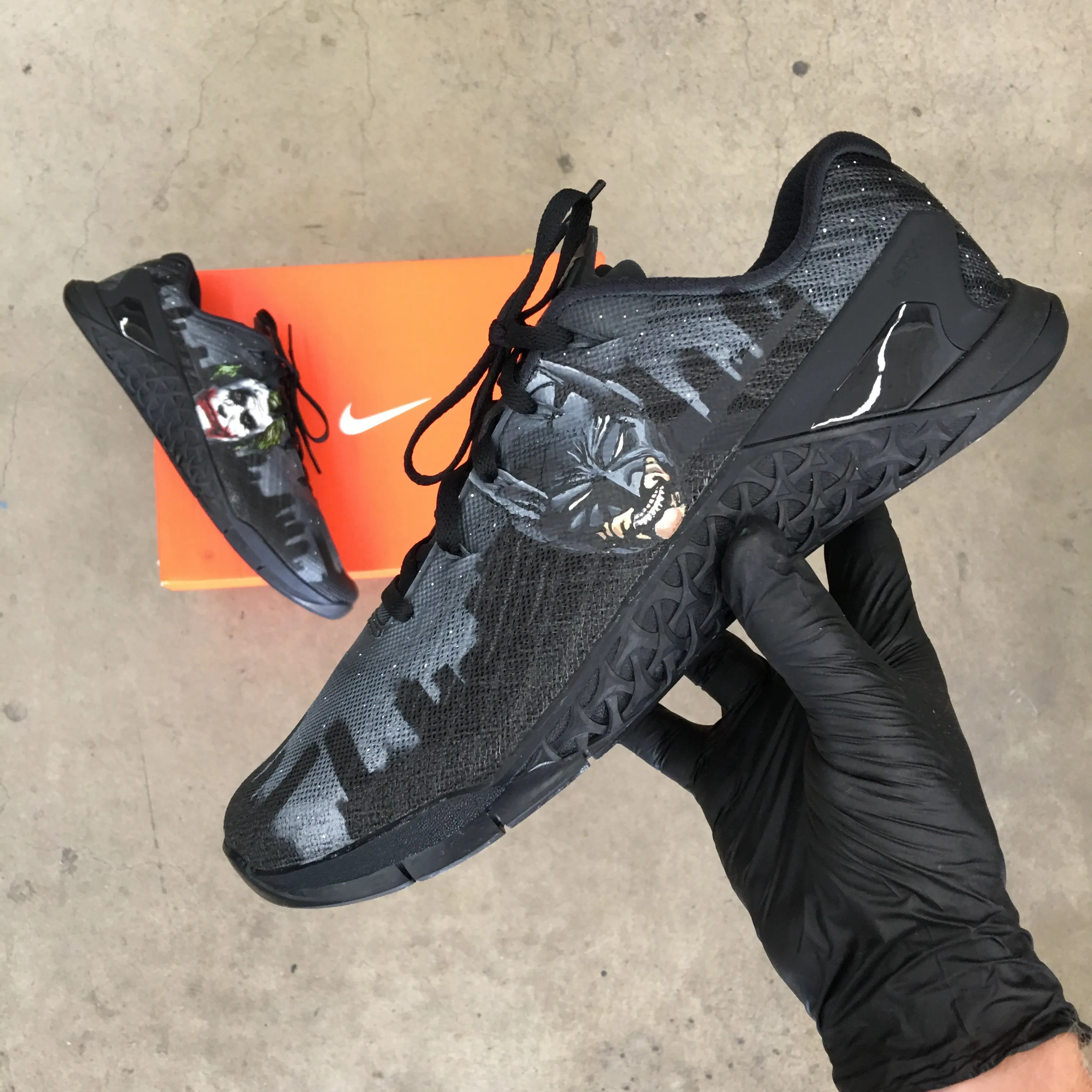 Asics Aggressor 4 Wrestling Shoes Custom Hand Painted Nike Metcon  Batman & Joker Theme