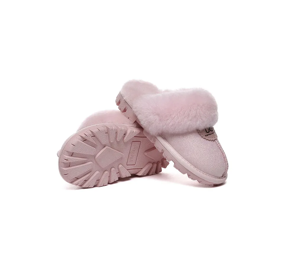 AUSTRALIAN SHEPHERD UGG Slippers Kids Sheepskin Wool Shirley Toddler Slide Sandals
