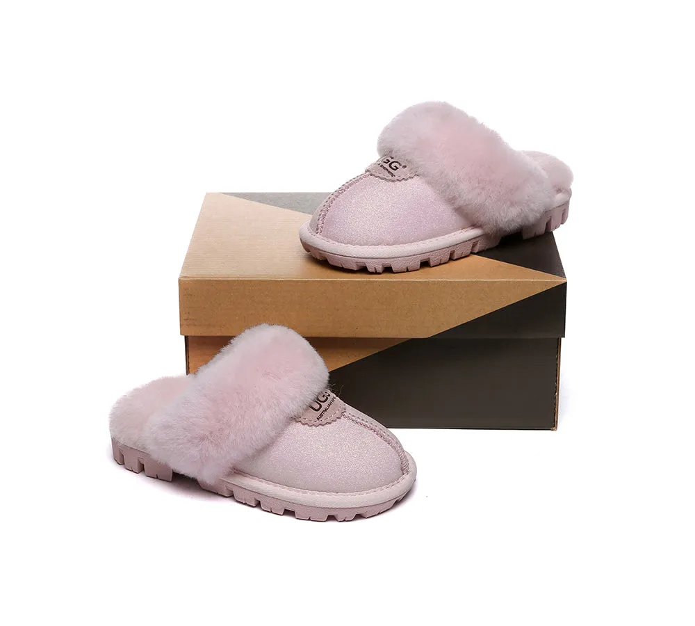 Martini And Slippers AUSTRALIAN SHEPHERD UGG Slippers Kids Sheepskin Wool Shirley
