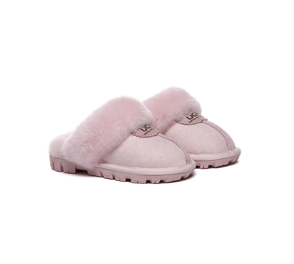 AUSTRALIAN SHEPHERD UGG Slippers Kids Sheepskin Wool Shirley Acorn House Slippers