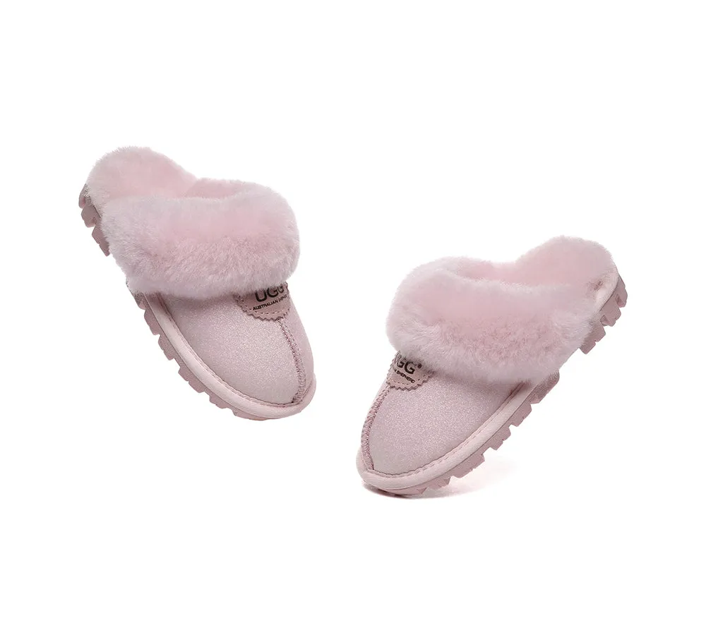 Comfy House Slippers AUSTRALIAN SHEPHERD UGG Slippers Kids Sheepskin Wool Shirley