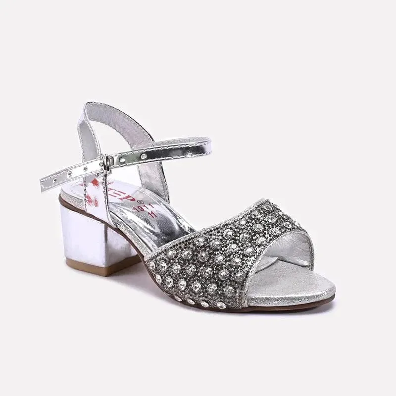 Baby Girls Silver Fancy Sandals 0720958 Flat Shoes To Wear With Jeans