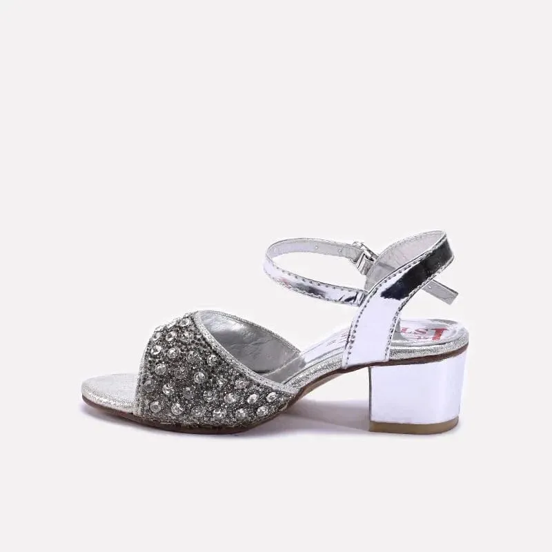 Design Flat Shoes Baby Girls Silver Fancy Sandals 0720958