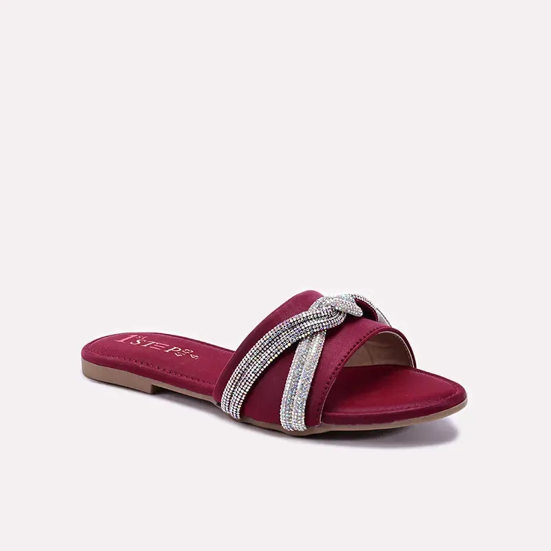 Unique Flat Shoes Baby Maroon Fancy Slippers 0730362