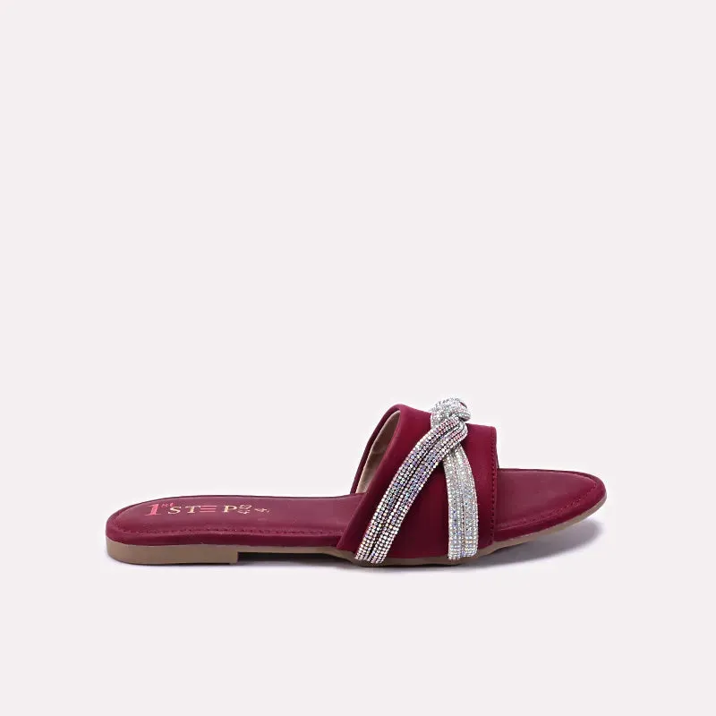 Flat Sole Shoes For Gym Baby Maroon Fancy Slippers 0730362