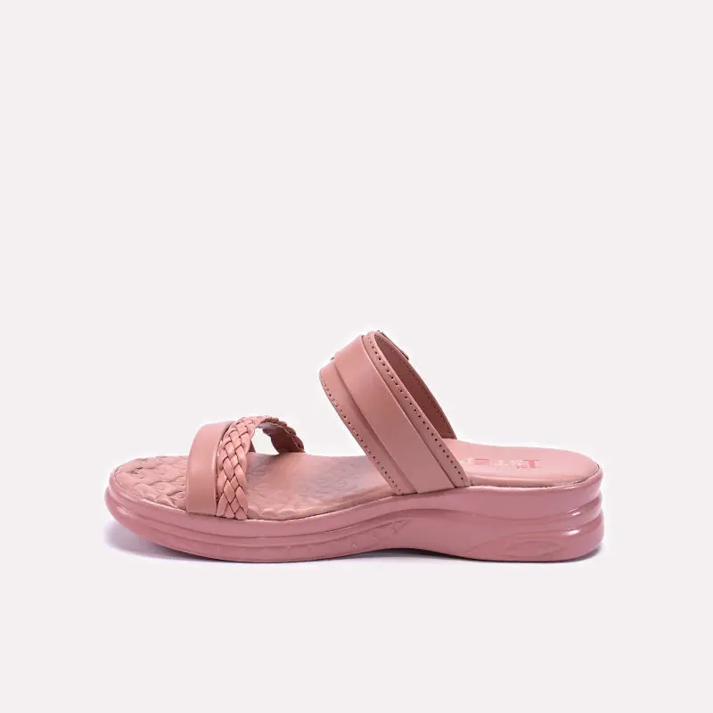 Studded Flat Shoes Baby Peach Casual Slippers 0730301