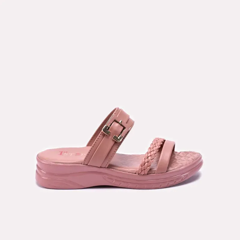 Lace Up Ballet Flat Shoes Baby Peach Casual Slippers 0730301