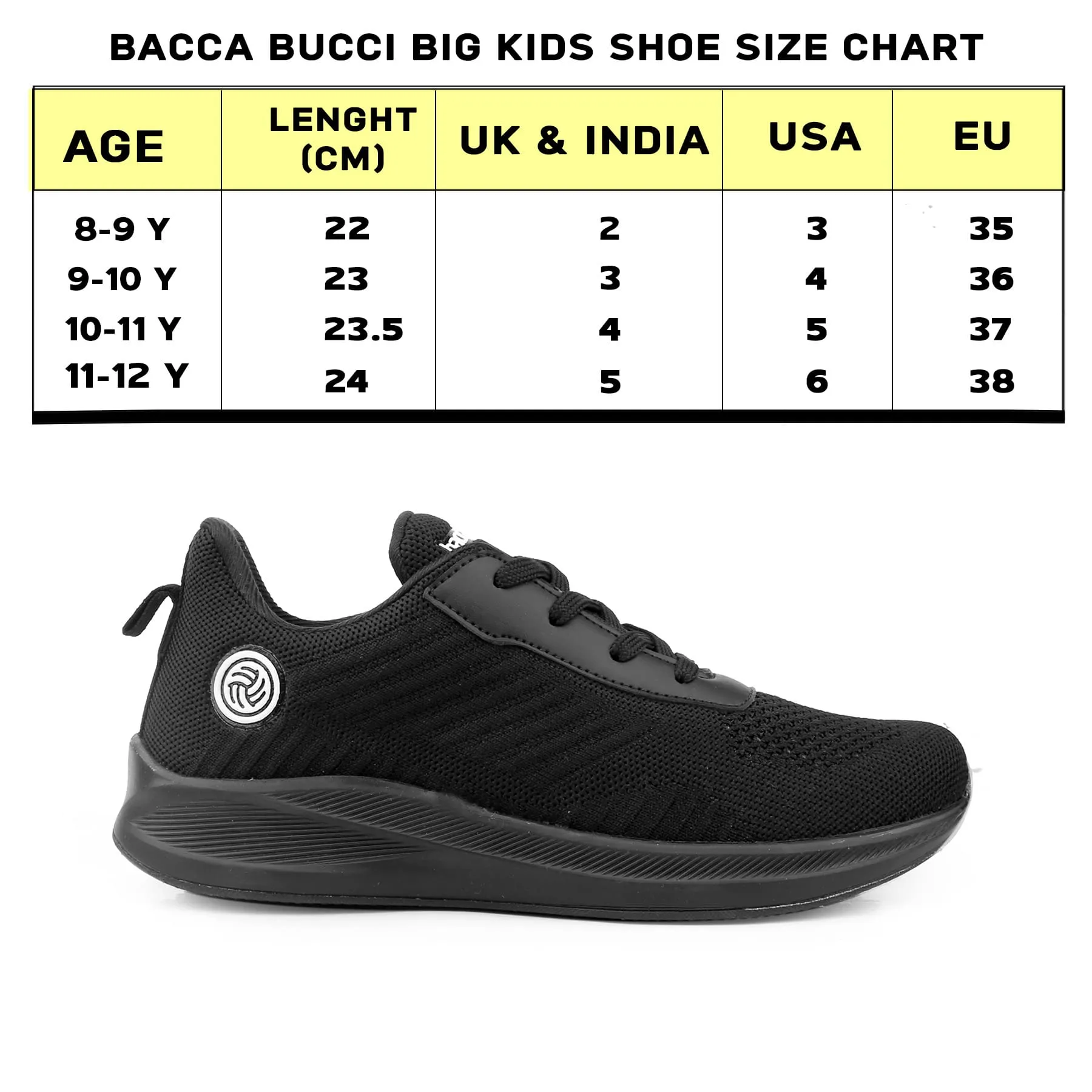 Bacca Bucci Boys or Girls Essential Knit Running Sports Shoe (Age: 8 year to 12 years) Walking