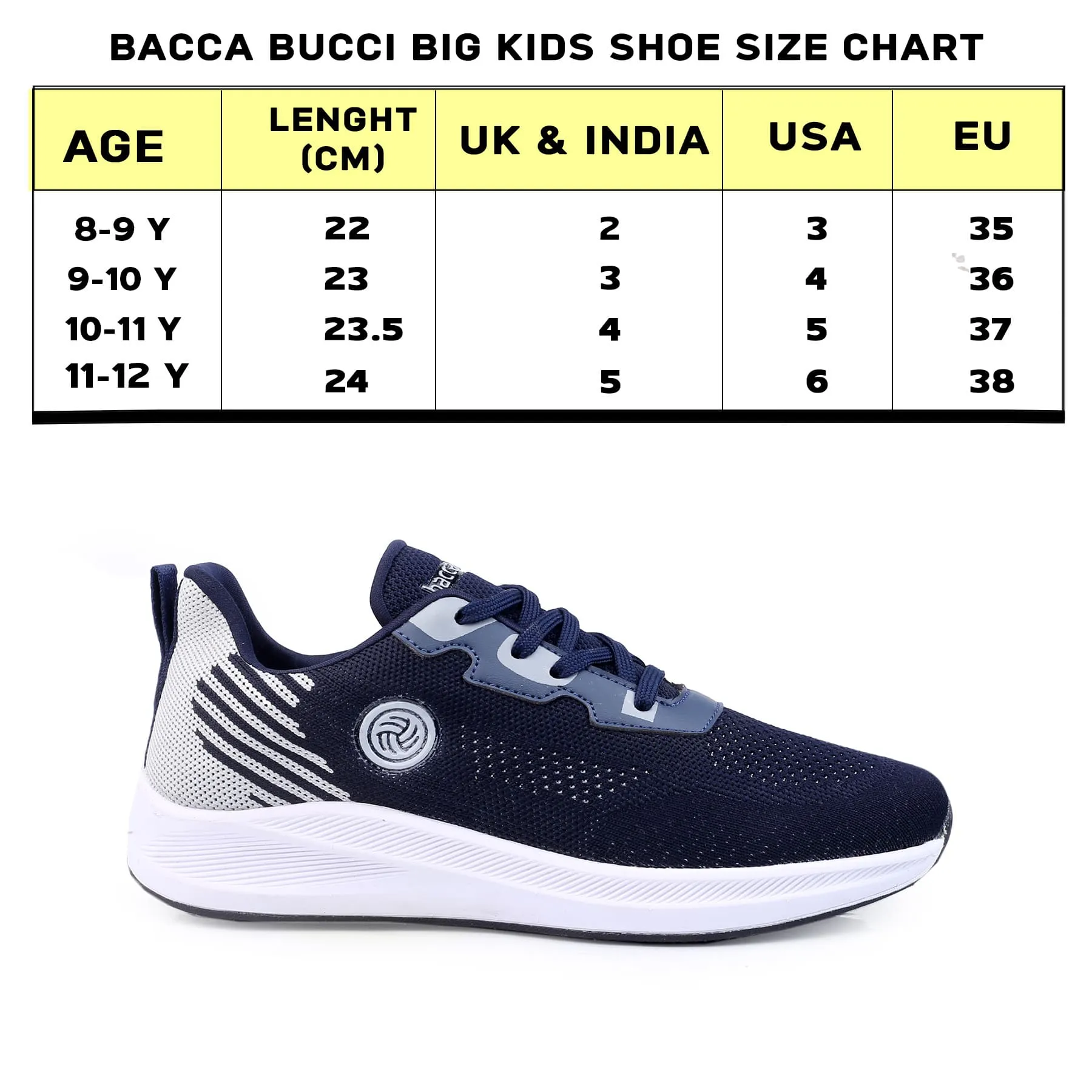 Bacca Bucci Boys or Girls Essential Knit Running Sports Shoe (Age: 8 year to 12 years) Best Walking Shoes For Obese Women