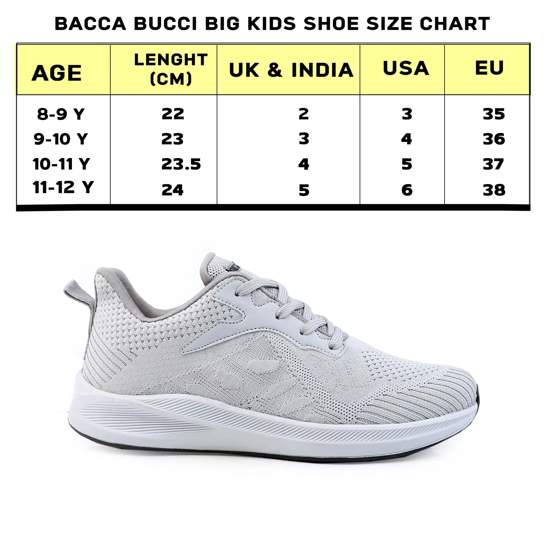 Running And Fitness Shoes Bacca Bucci Boys or Girls Essential Knit Running Sports Shoe (Age: 8 year to 12 years)