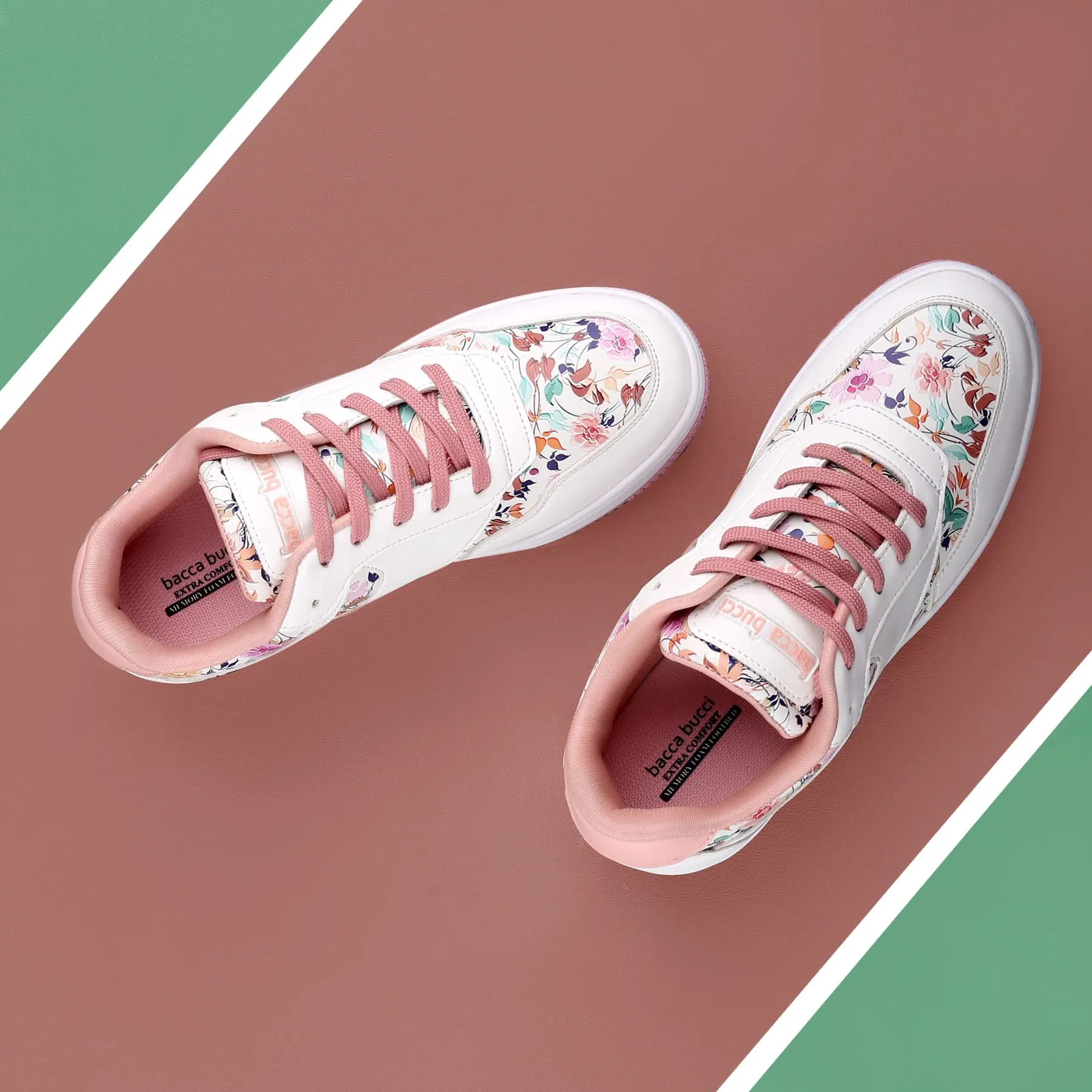 Flat Shoes Bad For Feet Bacca Bucci VIXEN Low Top Flat Sole Fashion Women's Sneakers with Digital Prints