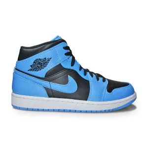 Mens Nike Air Jordan 1 Mid  "University Blue Black White" Asics Laceless Shoes