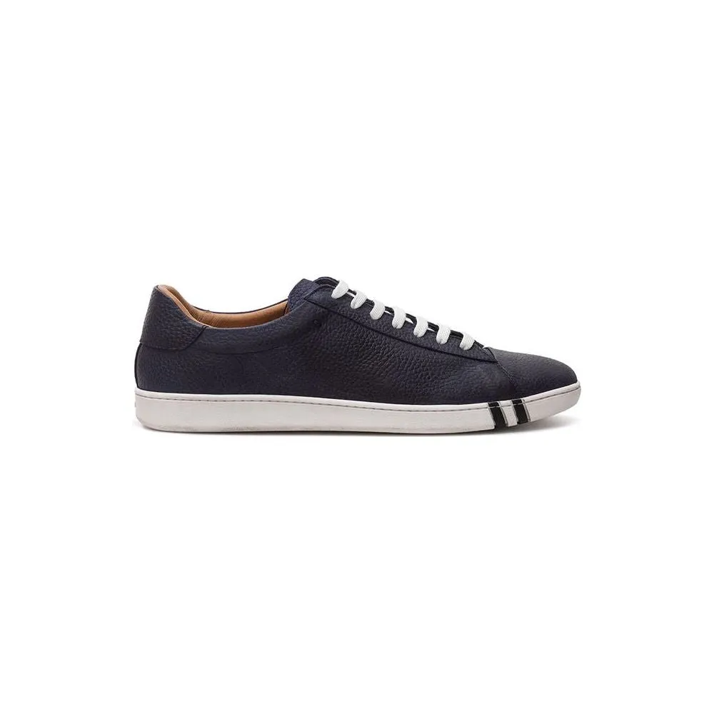 Bally Elegant Blue Leather Sneakers For Men Best Shoes For Casual Dress