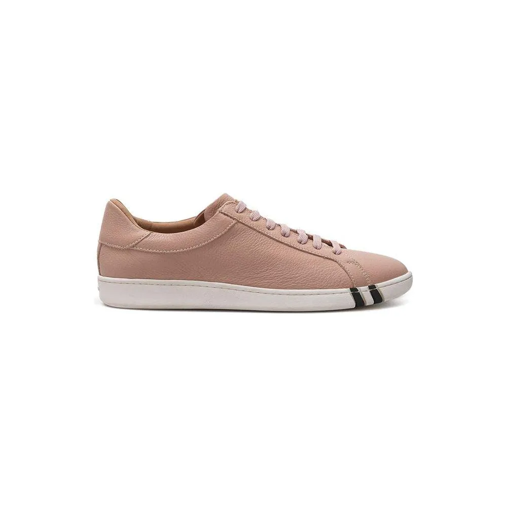 Slip On Sneakers Shoes Bally Elegant Pink Leather Sneakers for Women