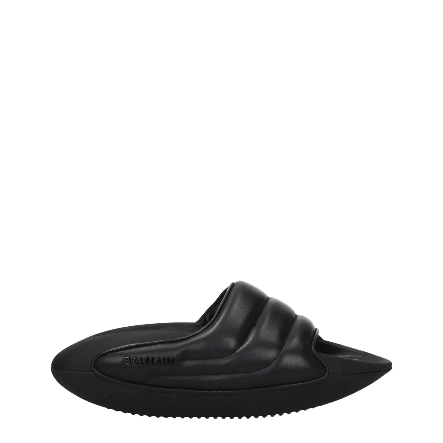 Balmain Black Leather Slippers Water Proof Sandals