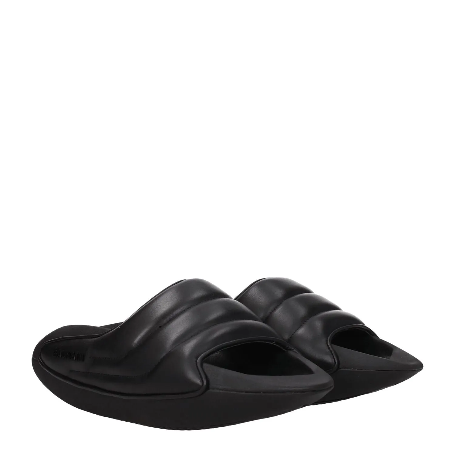 Balmain Black Leather Slippers Hush Puppies Sandals