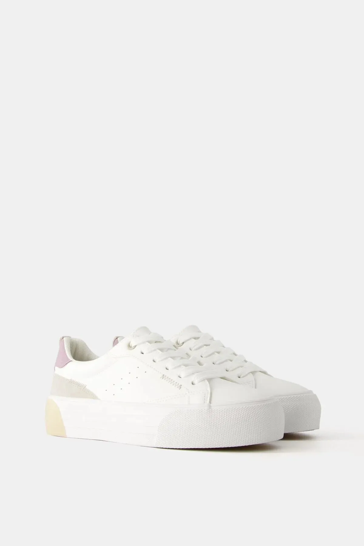 Running Sneakers Flat Feet Bershka Women's White Sneakers