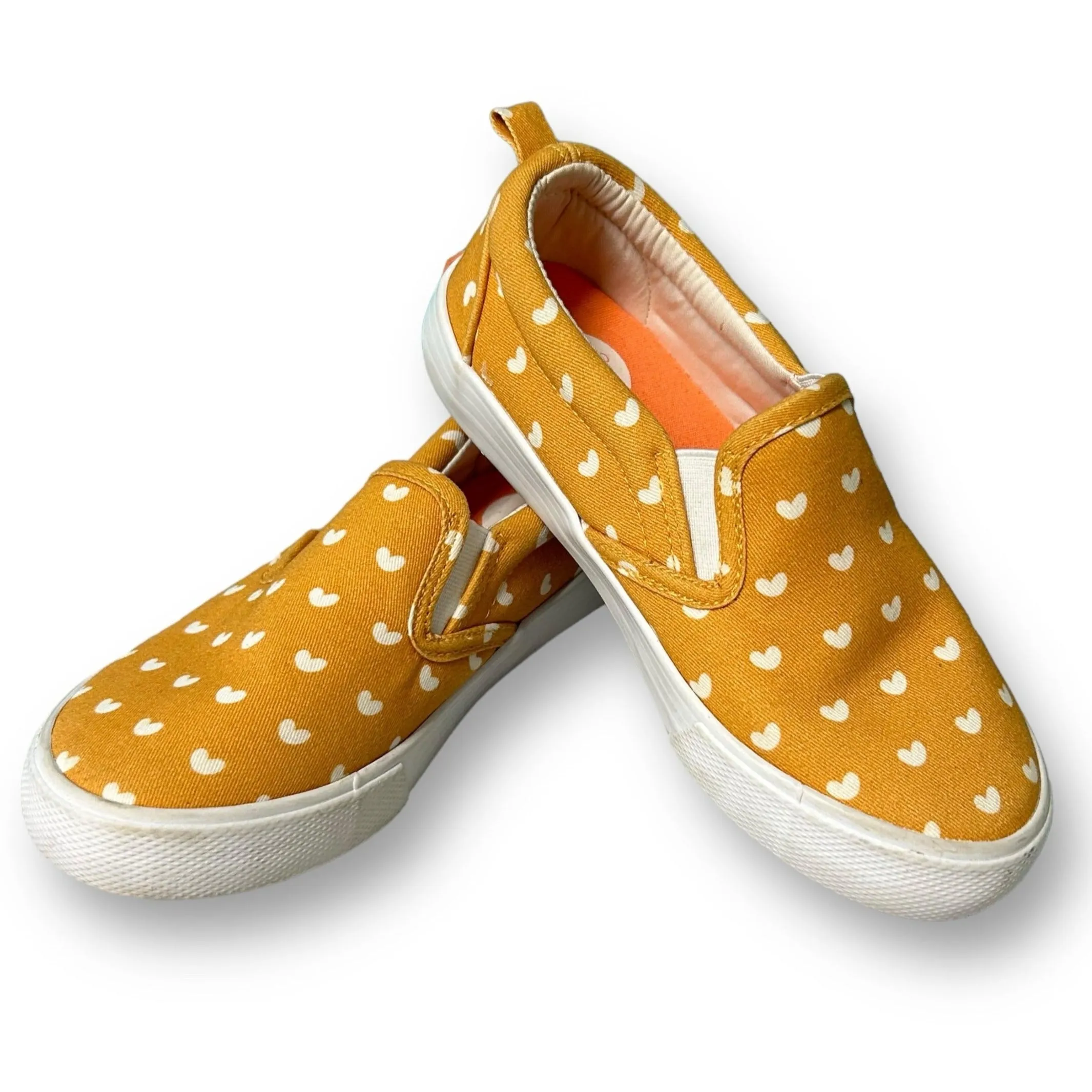 Girls Slip On Canvas Sneaker Size 12 Kids Mustard Yellow Heart Print Casual Shoe Casual Shoes Manufacturers