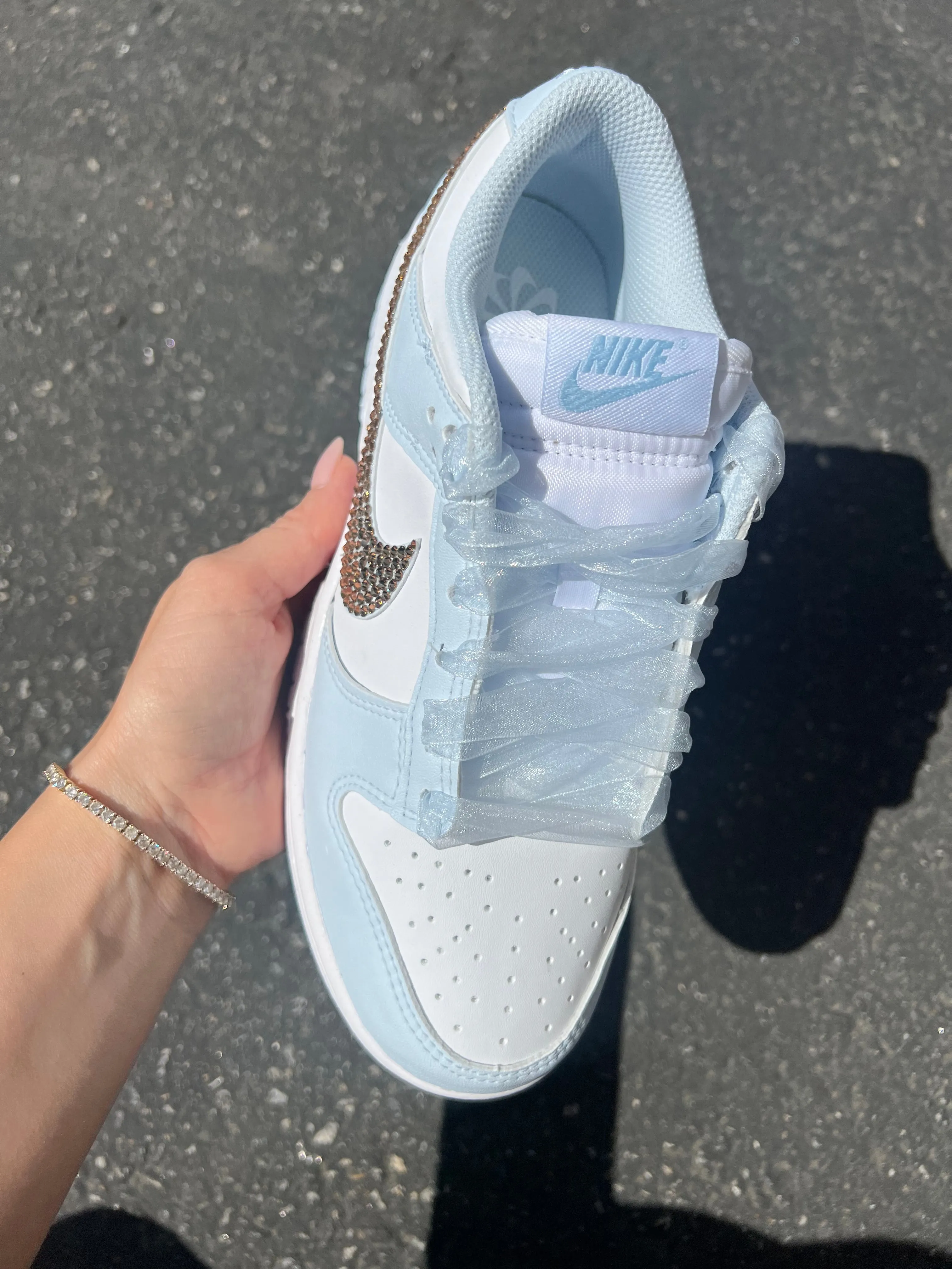 Adidas 360 Tour Golf Shoes Blue Organza Ribbon Lace Swarovski Womens Nike Dunk Shoes