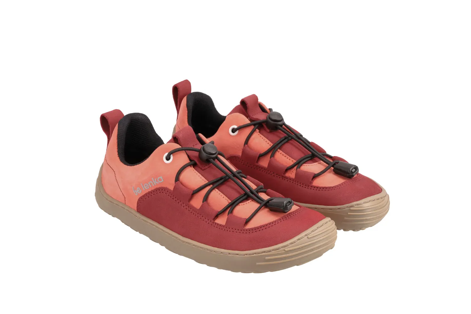 Kids barefoot sneakers Be Lenka Xplorer - Dark Red & Coral (CLEARANCE) Skate Shoes Arch Support