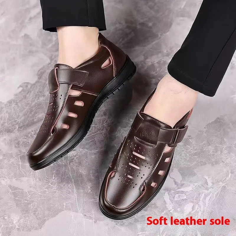 Cork Heel Sandals Casual Breathable Summer Hollow Sandals Men