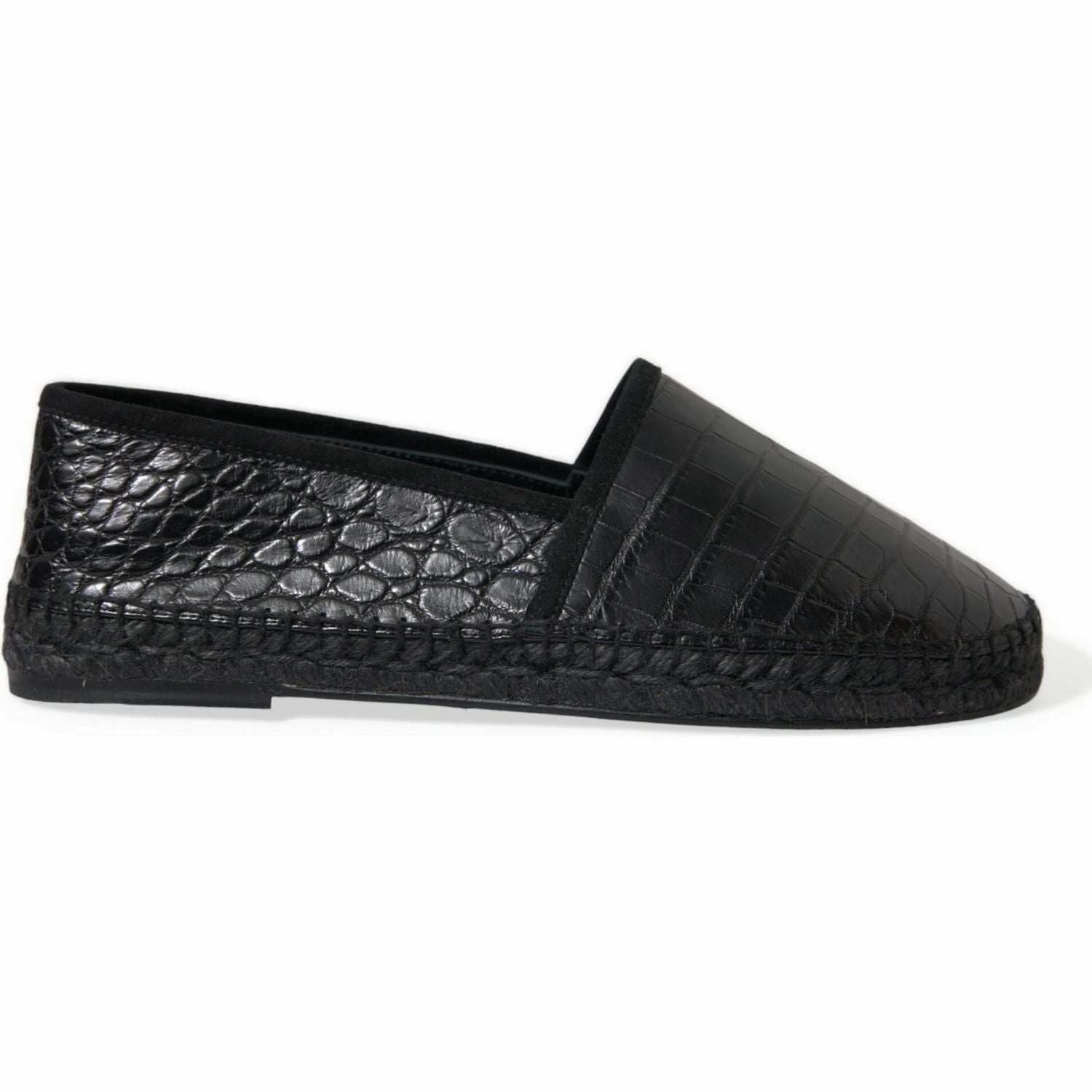 Dolce & Gabbana Black Exotic Leather Espadrilles Slip On Shoes Versace Espadrille