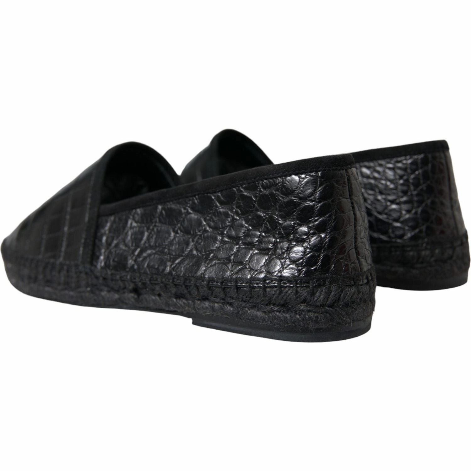 Dolce & Gabbana Black Exotic Leather Espadrilles Slip On Shoes Espadrille Tie Up