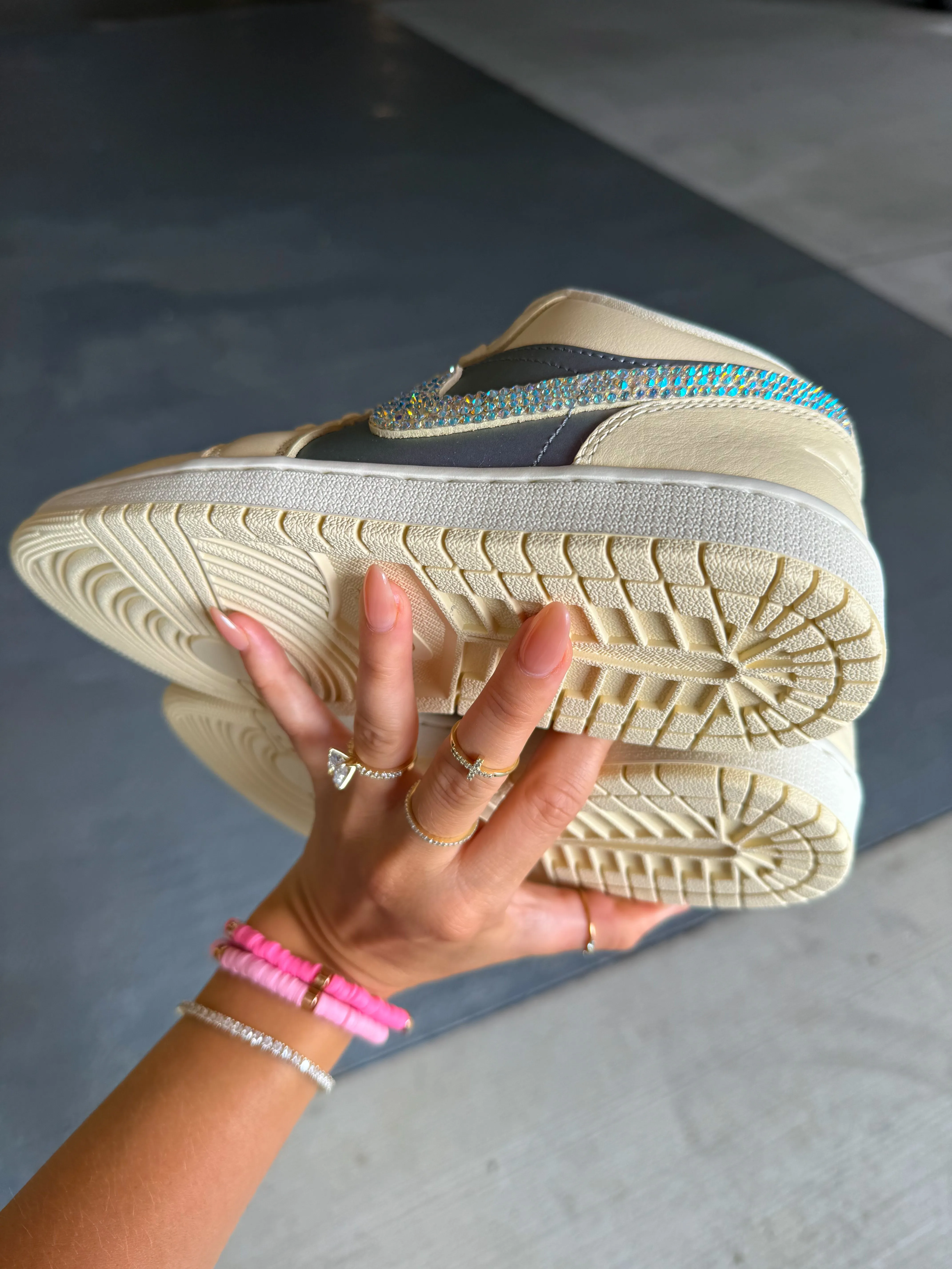 Adidas Sl Shoes Summer '25 Cream Iridescent Swarovski Womens Air Jordan 1 Low Shoes