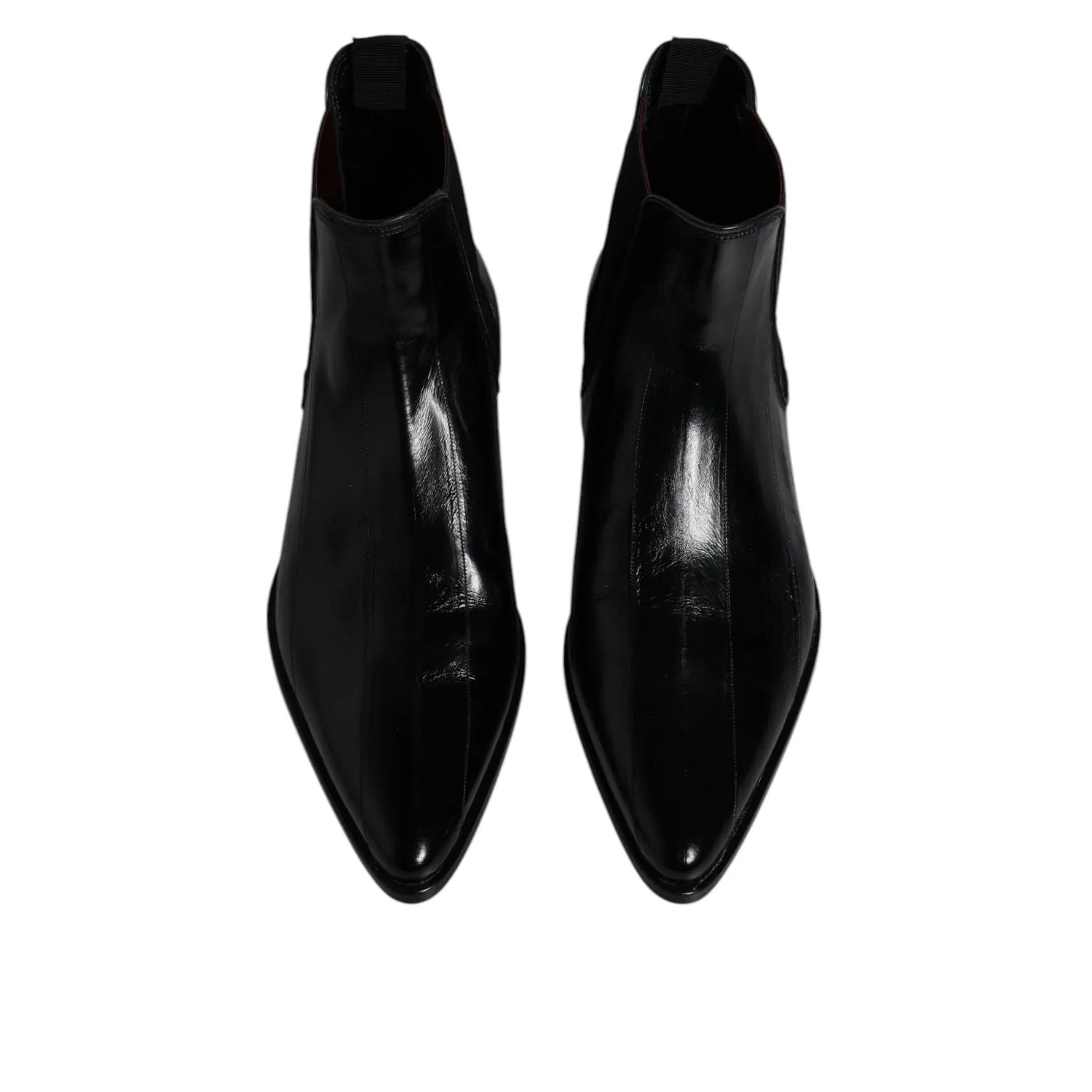 Dolce & Gabbana Black Leather Chelsea Men Ankle Boots Shoes Beige Western Boots