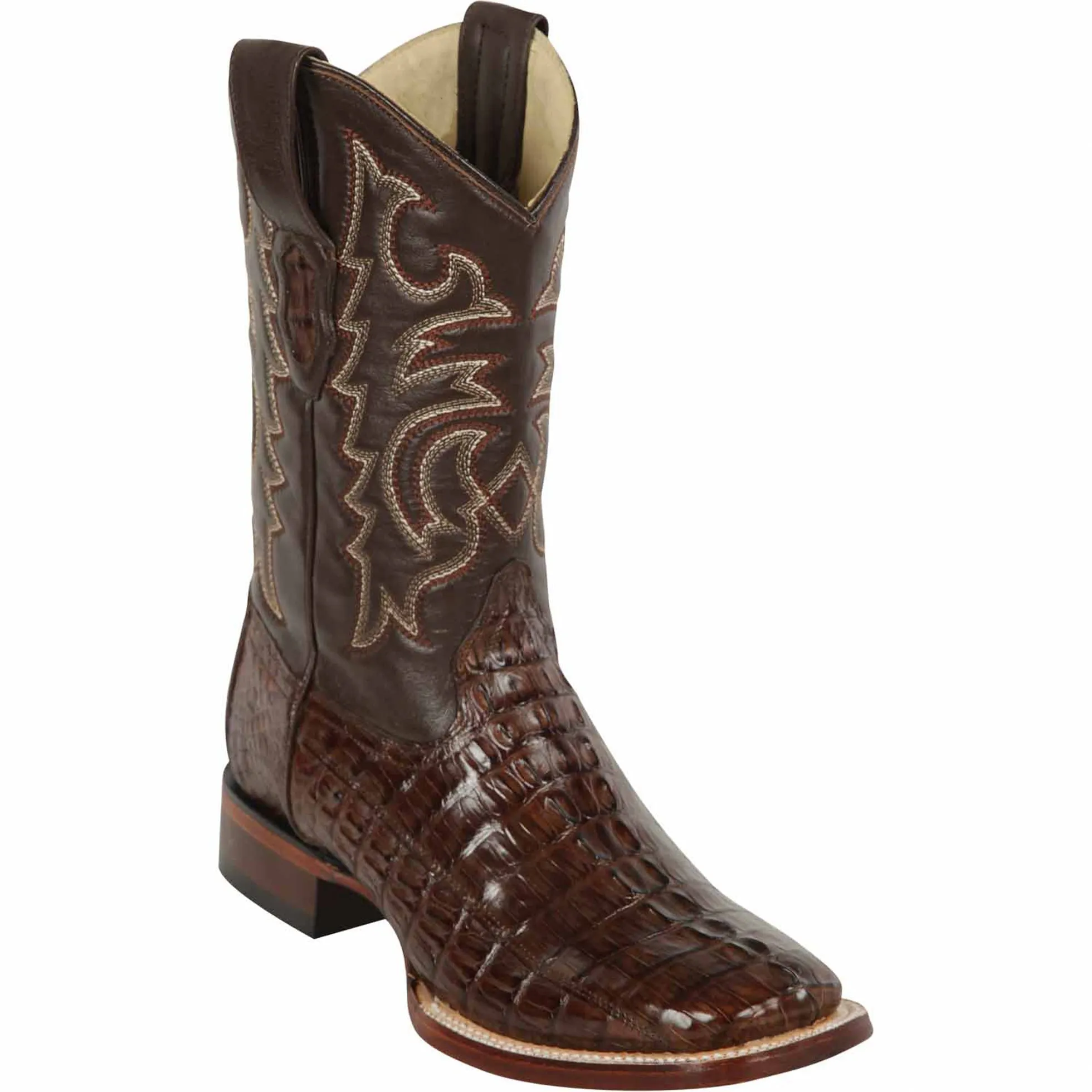 Brown Square Toe Cowboy Boots Caiman NULL Boots