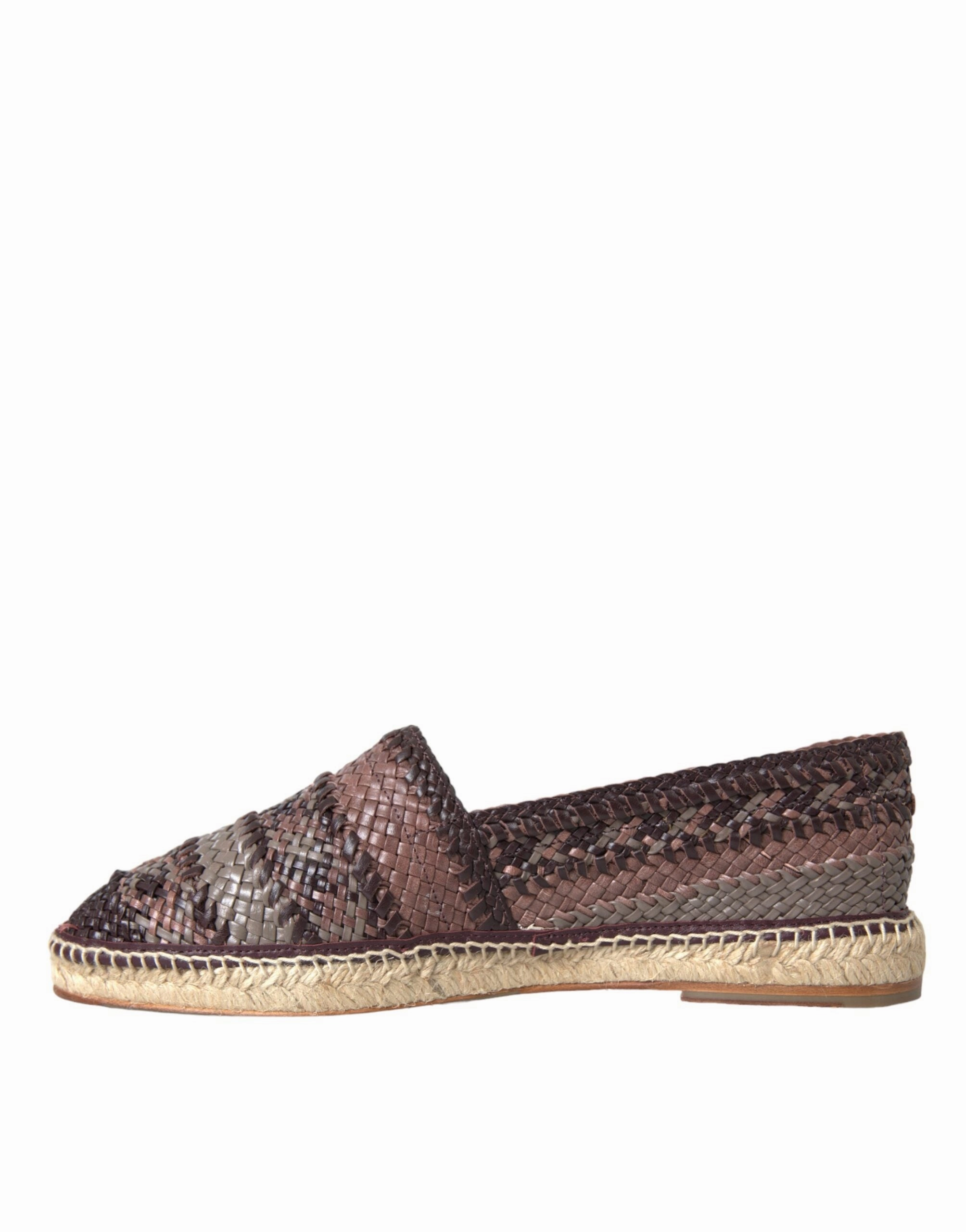 Espadrilles Ankle Wrap Sandals Brown Buffalo Leather Espadrille Flats Shoes