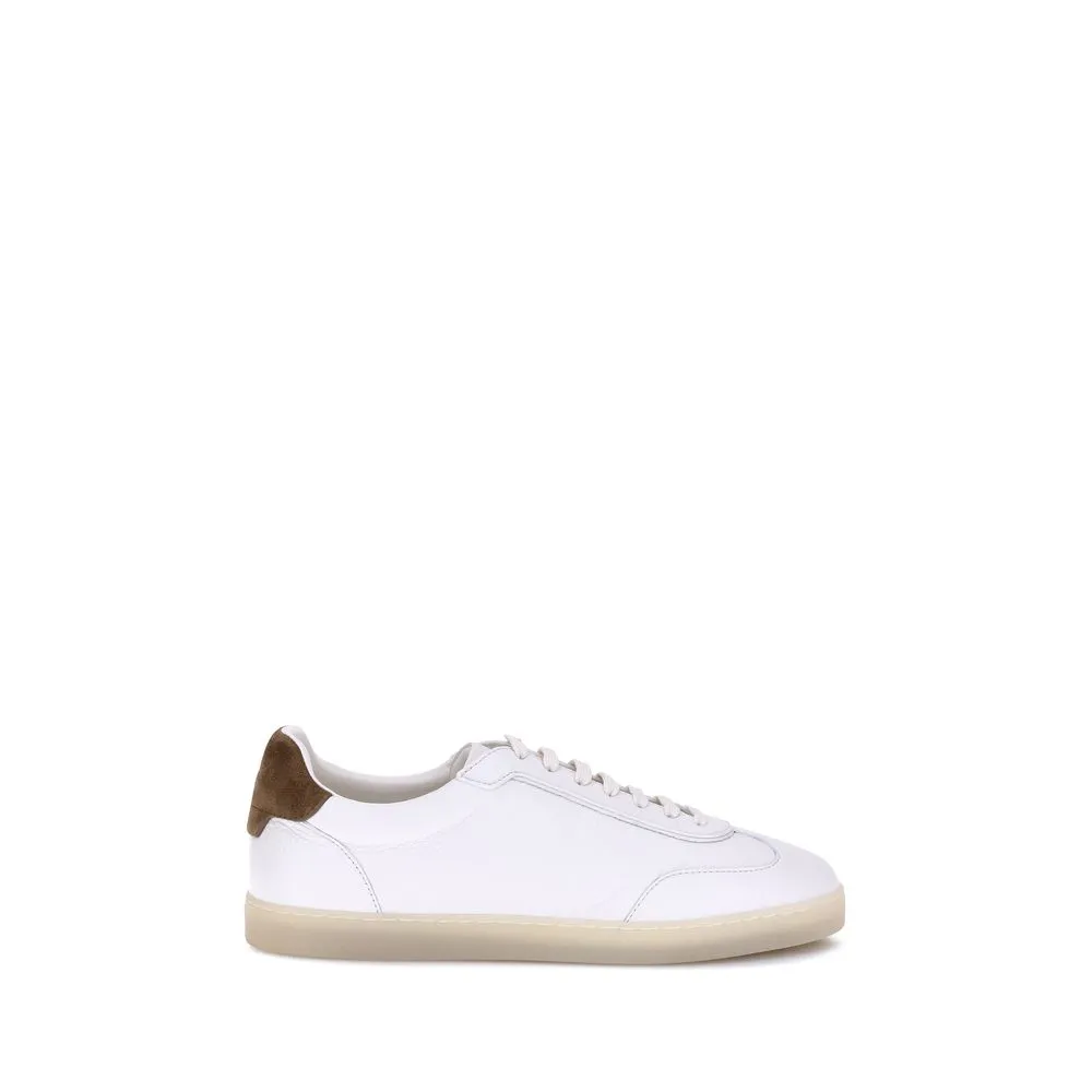 Brunello Cucinelli White Calf Leather Bos Taurus Low Top Sneakers Valentino Flat Shoes