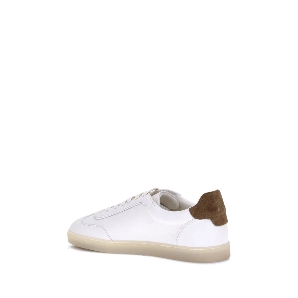 Shoe Flat Brunello Cucinelli White Calf Leather Bos Taurus Low Top Sneakers