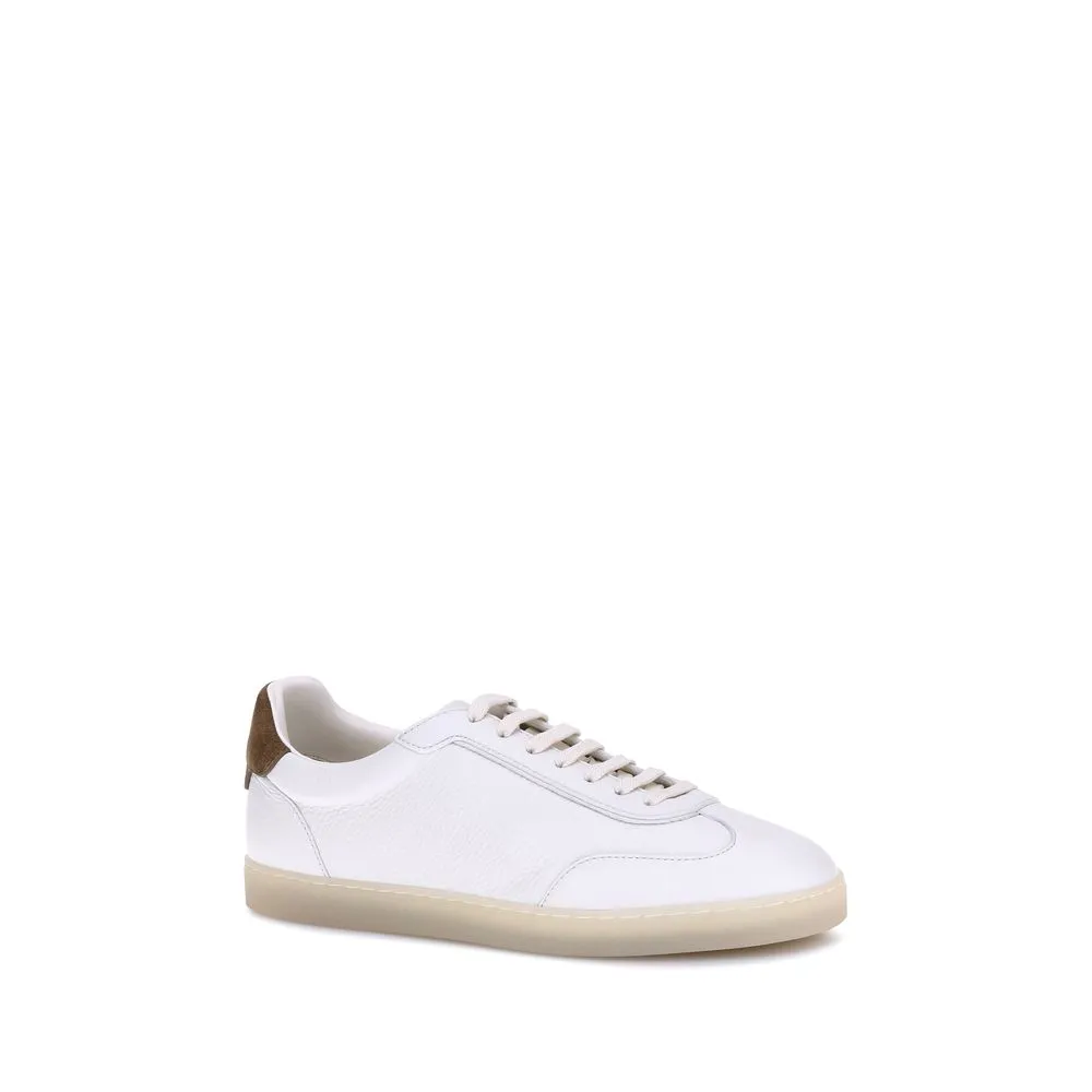Support Tennis Shoes Brunello Cucinelli White Calf Leather Bos Taurus Low Top Sneakers