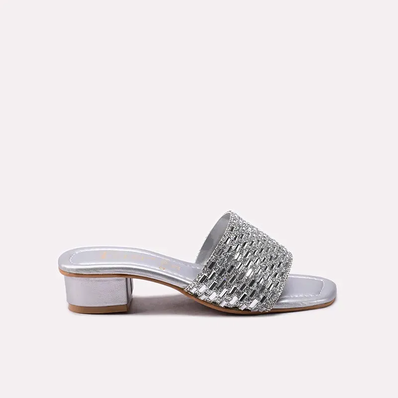 Silver Fancy Slipper 0730364 Flat Shoes That Look Good With Dresses