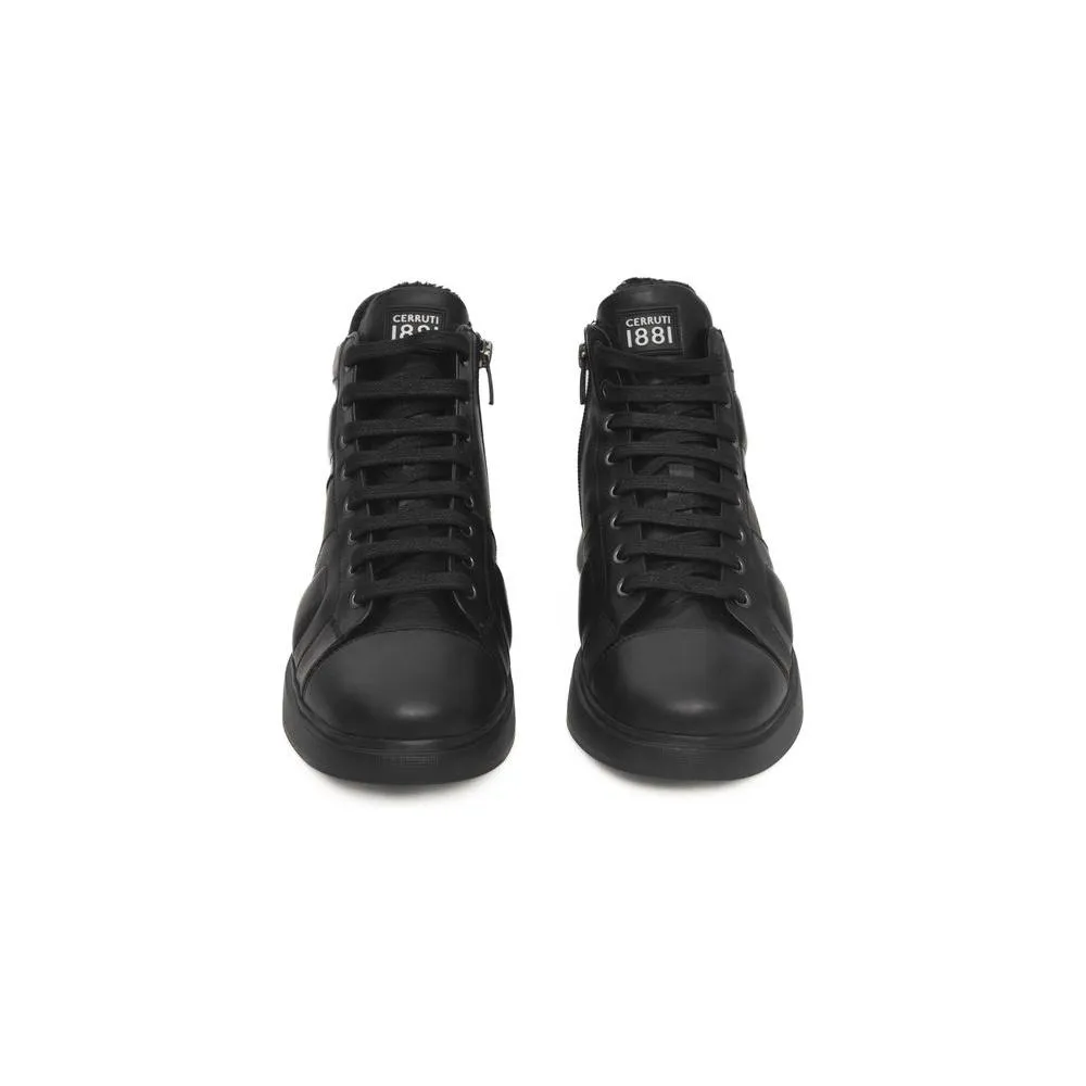 Cerruti 1881 Black Cowhide Women Sneaker Cat Steel Toe Sneakers