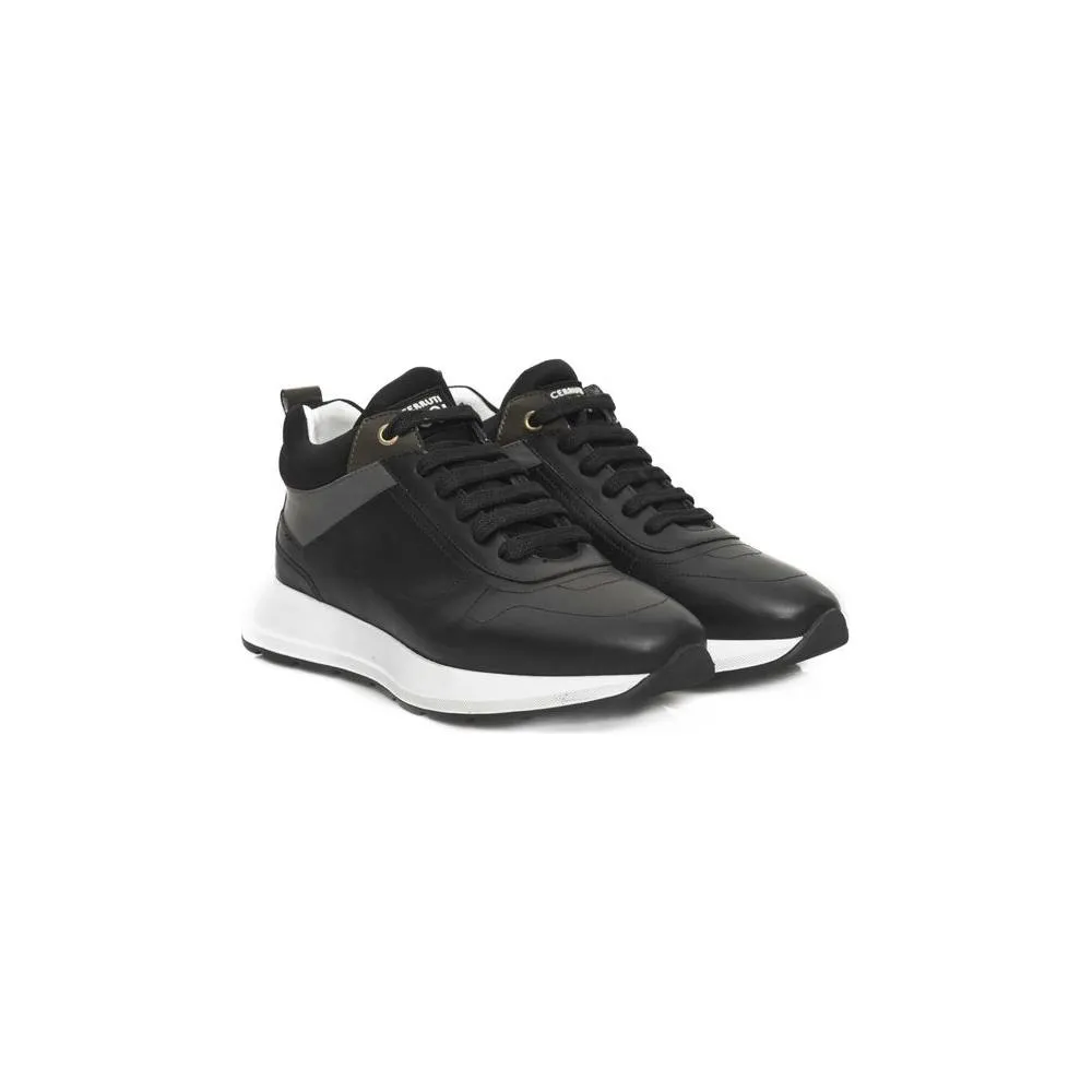 Track And Field Sneakers Cerruti 1881 Black Leather Women Sneaker