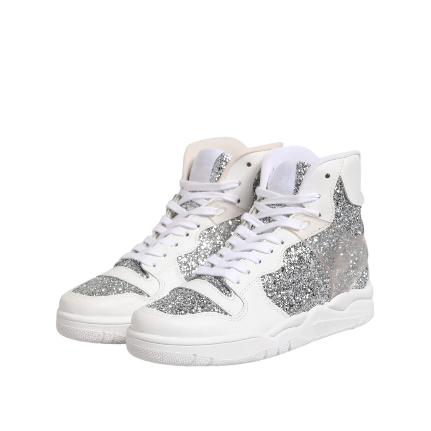 Duke Sneakers Chiara Ferragni White Silver High Top Women Sneakers Shoes