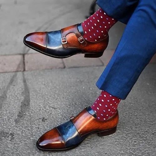 Sabrina Carpenter Boots Tailor Made Handmade Three Two Patent leather Double Monk Strap Men's Shoes